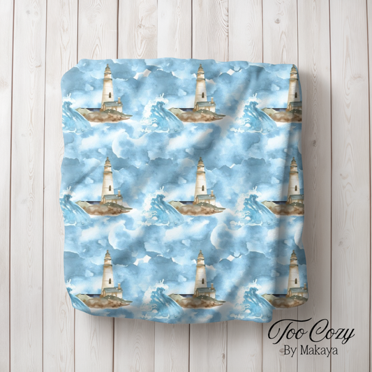 Watercolor Lighthouses Plush Blanket